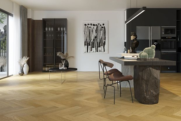 Паркетная доска Quartz Parquet Английская Ёлка Дуб Медовый Раф 33-463