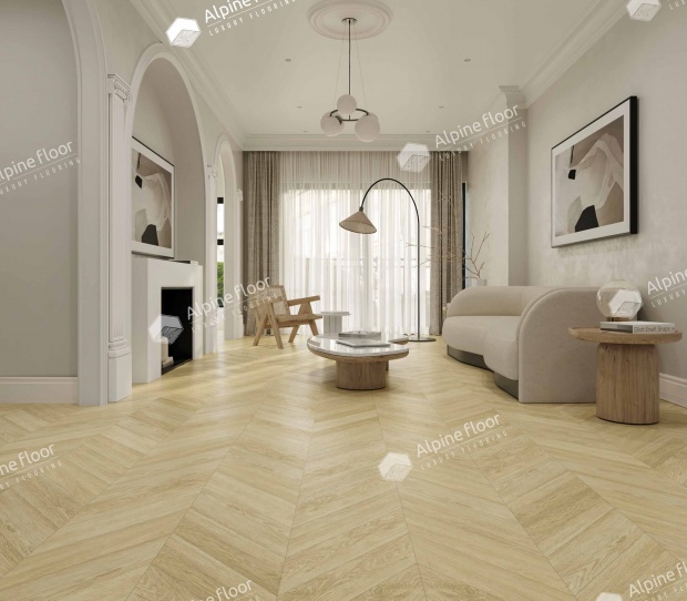 Клеевой кварц-винил Alpine Floor Chevron LVT Дуб Ваниль Селект ECO 20-2