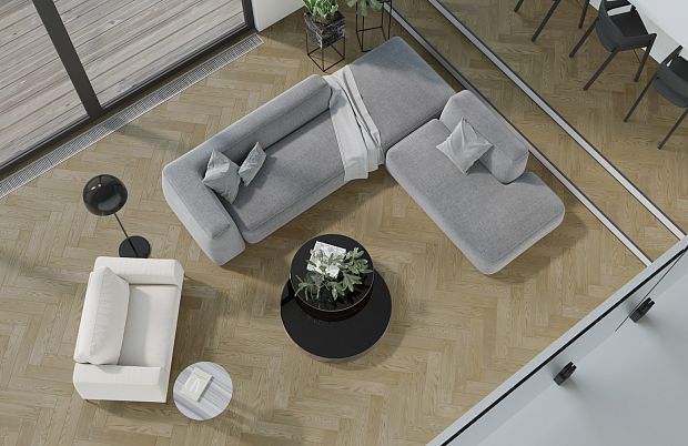 Паркетная доска Quartz Parquet Английская Ёлка Дуб Карельский 33-419