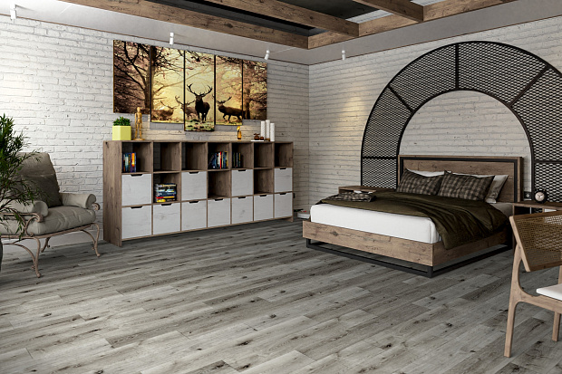 SPC-ламинат Damy Floor Family T7020-5D Дуб Состаренный Серый