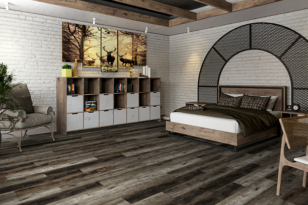 Кварц-винил Damy Floor Family LVT TCM369-7-LVT Дуб Рустикальный Черный