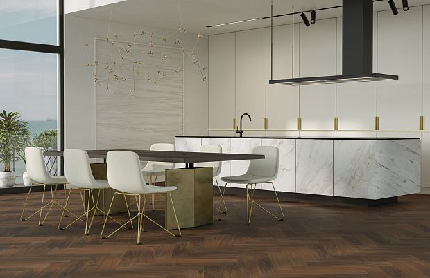 Паркетная доска Quartz Parquet Английская Ёлка Орех Американский 33-400-29