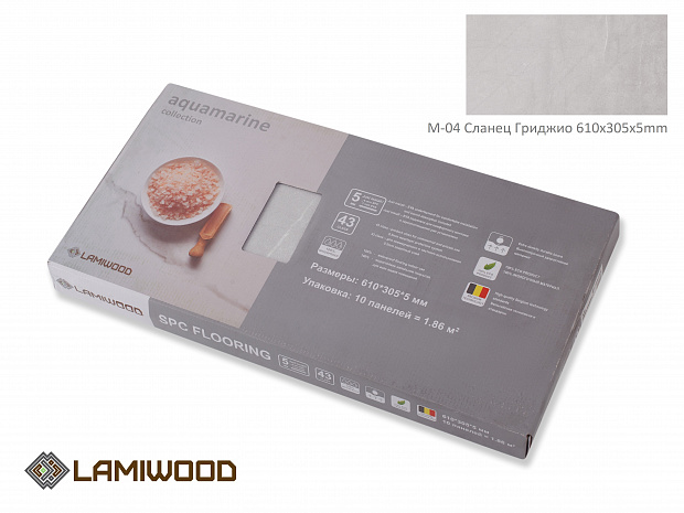 SPC-ламинат Lamiwood Aquamarine M-04 Сланец Гриджио